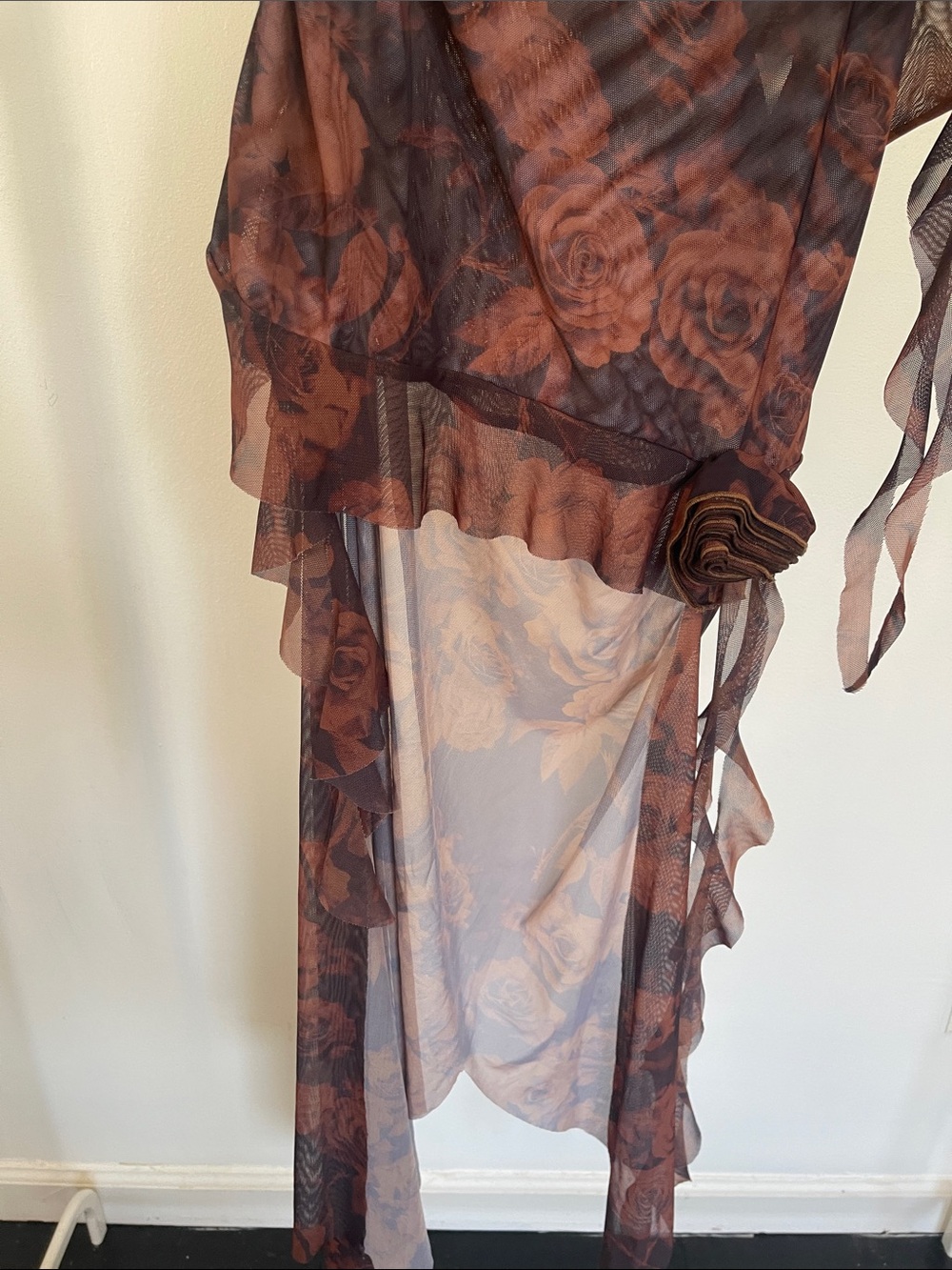Jaded London Brown Floral Sheer Wrap Scarf - Picture 4 of 4